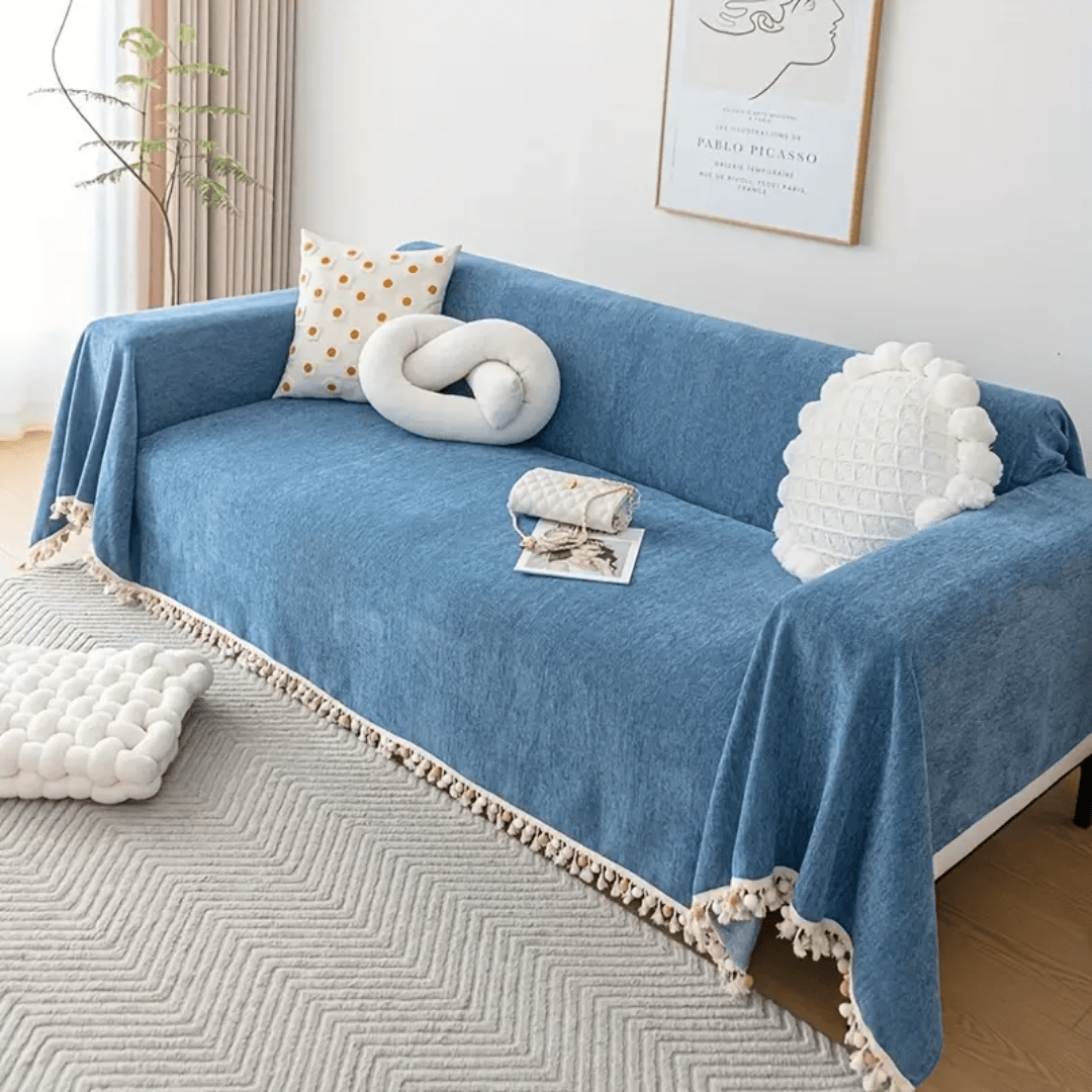 Elegance Chenille Sofa Cover :[EM-SC-31] (Blue)