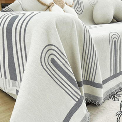 Off White & Grey Elegance Chenille Sofa Cover