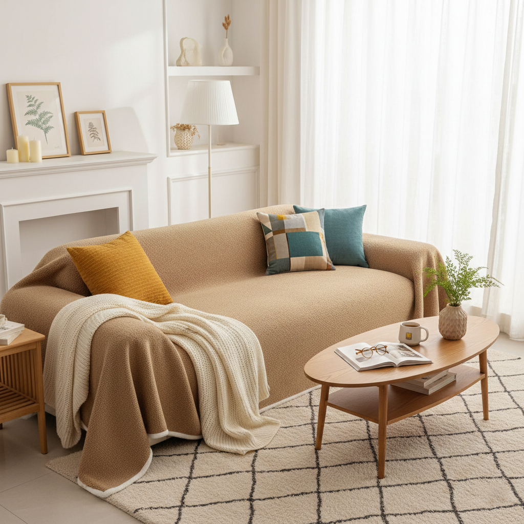 Brown Elegance Chenille Sofa Cover : [EM-SC-44]