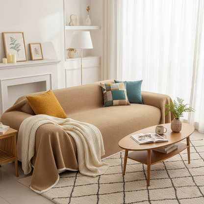 Brown Elegance Chenille Sofa Cover : [EM-SC-44]