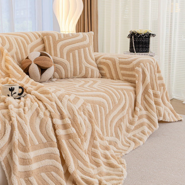 Khaki Elegance Chenille Sofa Cover : [EM-SC-39]