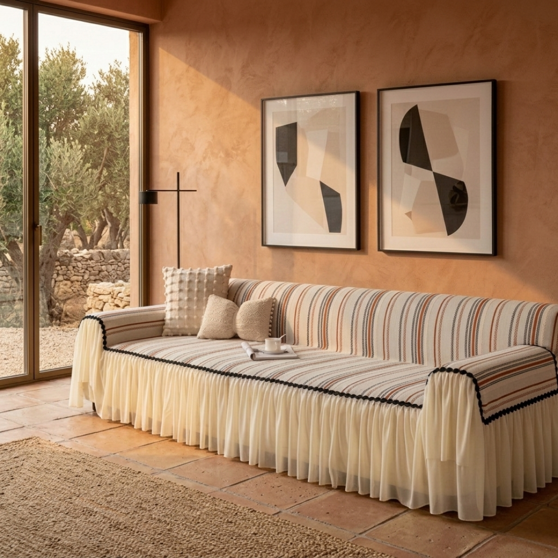 Elegance Chenille Orange Sofa Cover : [EM-SC-42]