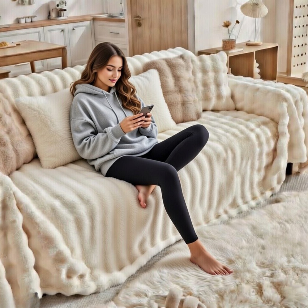 White Elegance Chenille Sofa Cover : [EM-SC-43]