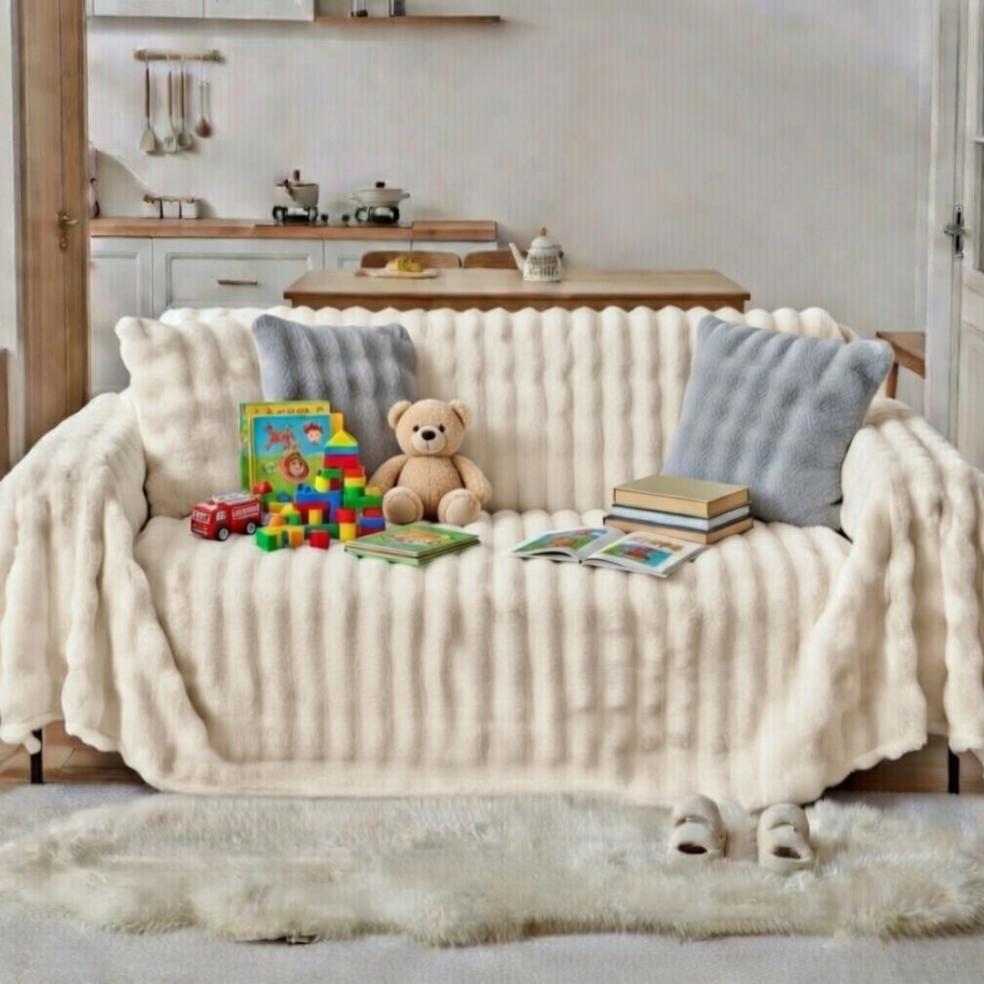 White Elegance Chenille Sofa Cover : [EM-SC-43]