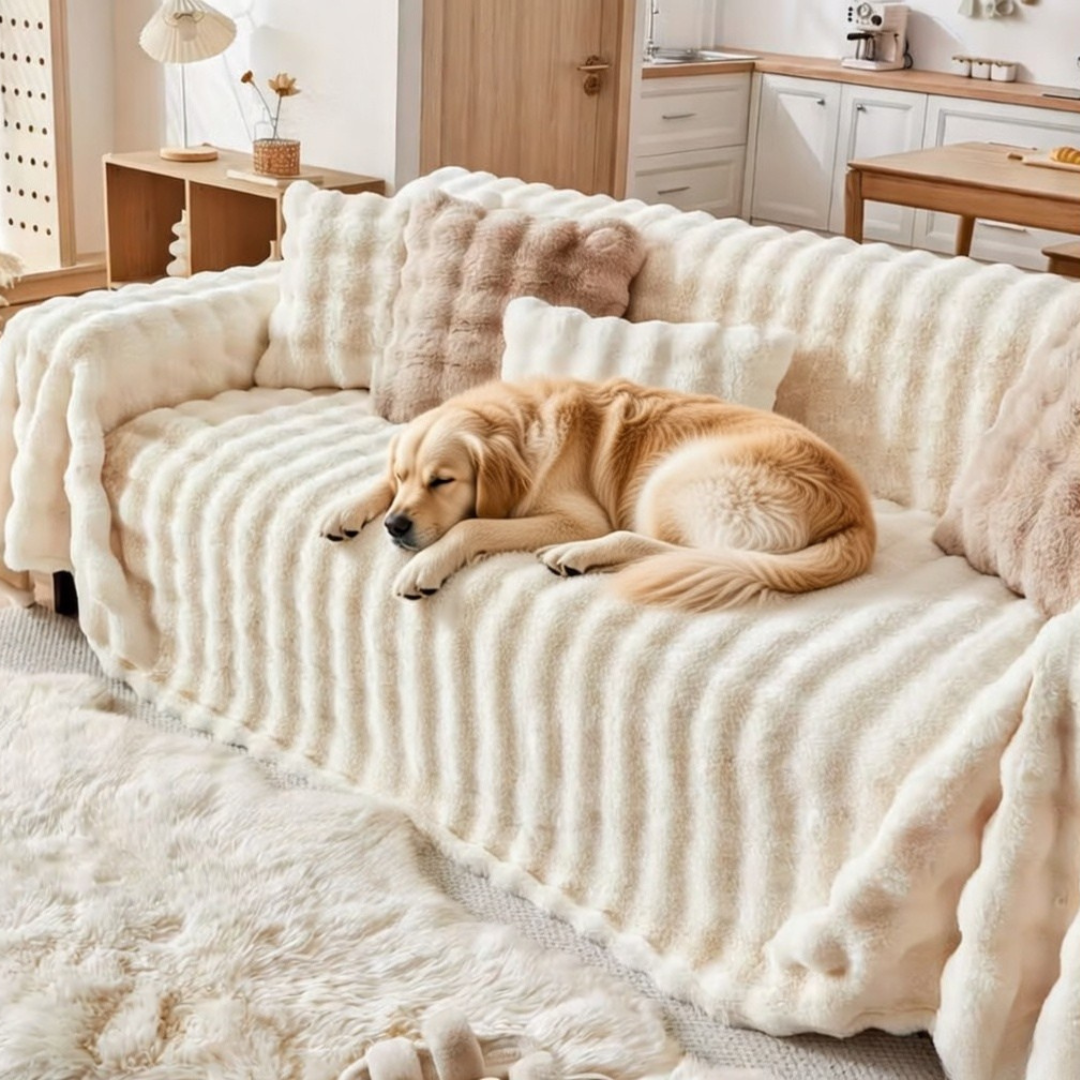 White Elegance Chenille Sofa Cover : [EM-SC-43]