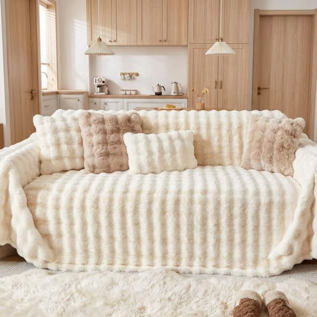 White Elegance Chenille Sofa Cover : [EM-SC-43]